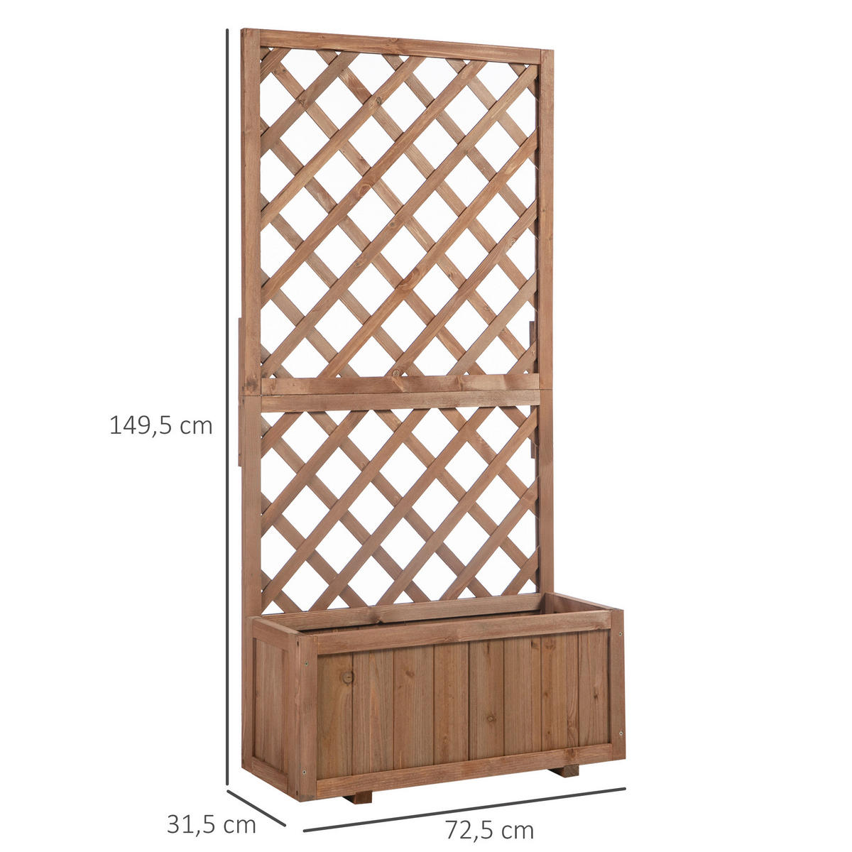 Outsunny Pflanzkasten Holz B/H/L: ca. 25x27x67 cm Pflanzkasten 845-127 - (67,00/25,00/27,00cm) - Outsunny
