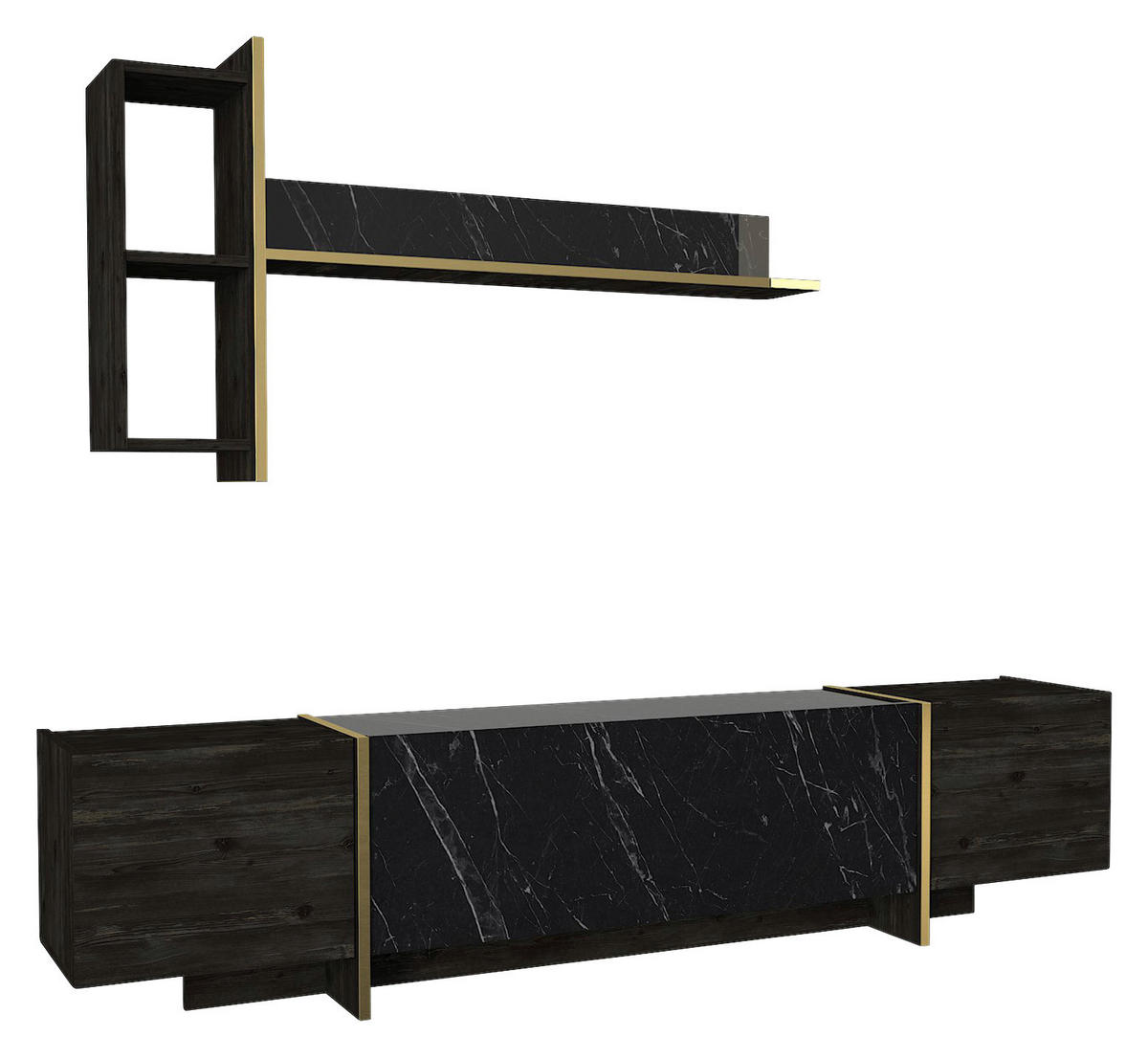 Wohnwand Veyron Rebab dunkel Marmoroptik B/H/T: ca. 180x45x32 cm Veyron - Rebab/Marmoroptik (180,00/45,00/32,00cm) - moebel17