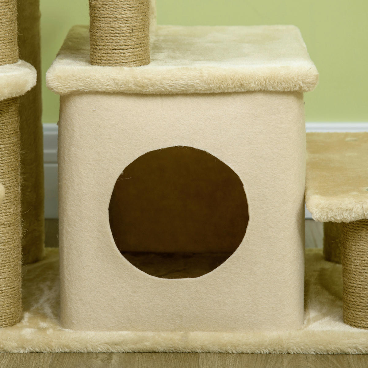 PawHut Katzentreppe m. Schlafhöhle beige Edelstahl B/H/L: ca. 40x60x66 cm Haustiertreppe - beige (66,00/40,00/60,00cm) - PawHut