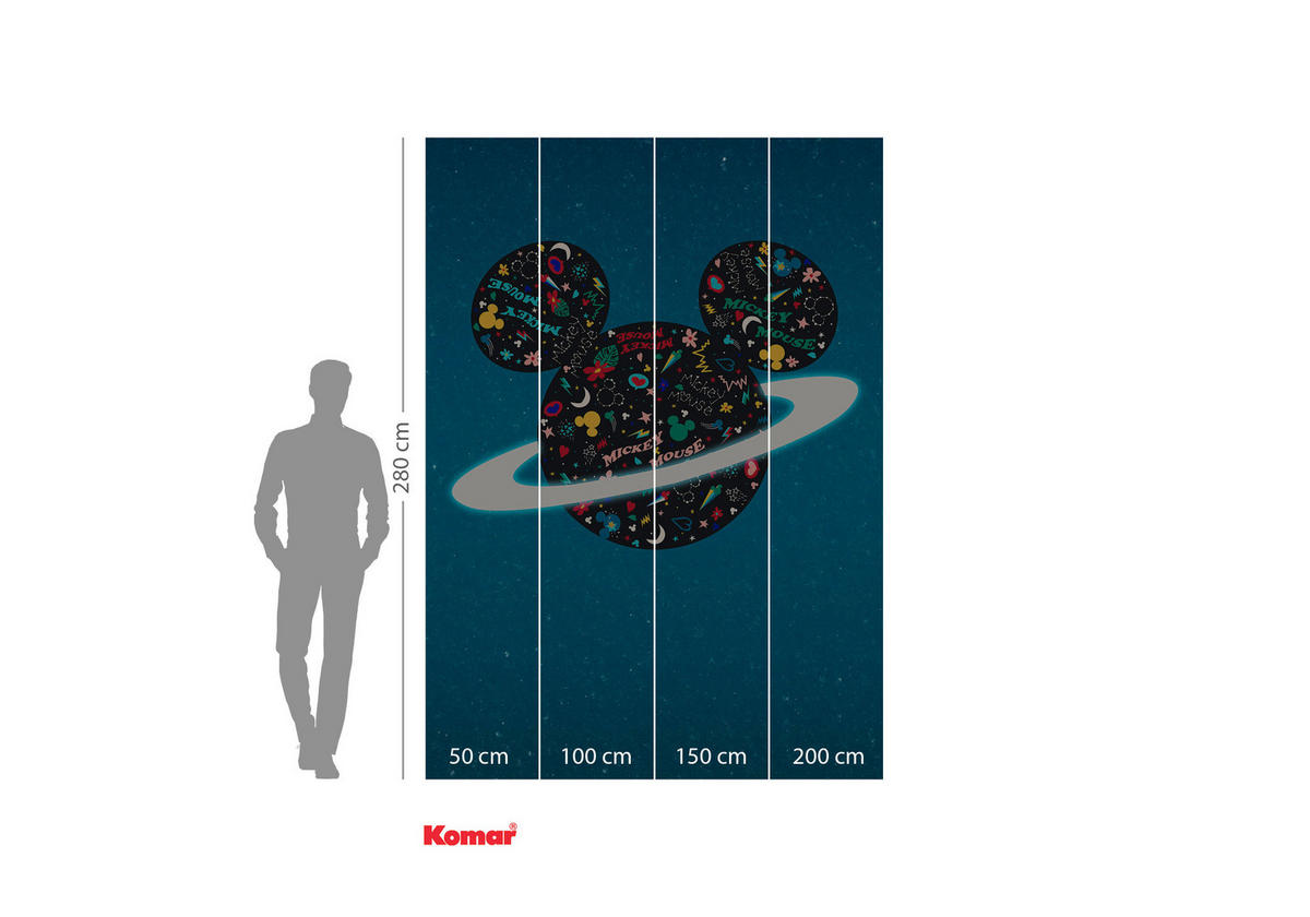 Komar Fototapete Planet Mickey IADX4-026 blau schwarz B/H: ca. 200x280 cm Planet Mickey IADX4-026 - blau/schwarz (200,00/280,00cm) - Komar