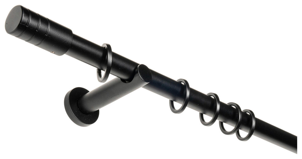 Gardinenstange schwarz Aluminium ausziehbar von ca. 120 bis 210 cm 1.0 Läufe Gardinenstange_Rillcube - schwarz