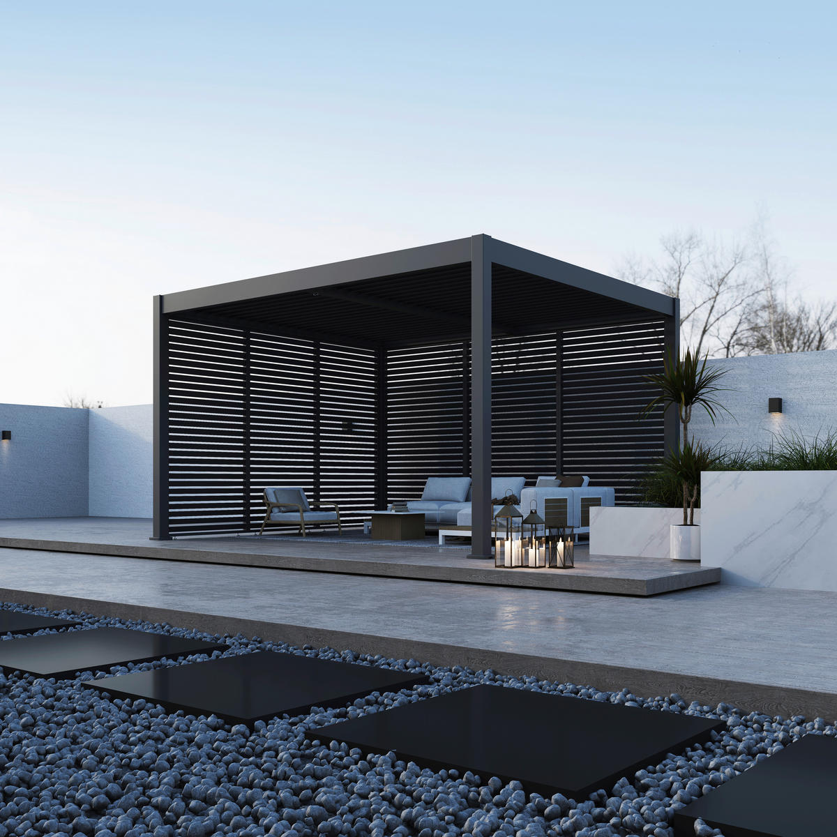 Paragon Outdoor Lamellen-Sichtschutz Grand Tuscan grau Aluminium B/H: ca. 135x234 cm Grand Tuscan - grau (135,00/234,00cm) - Paragon Outdoor