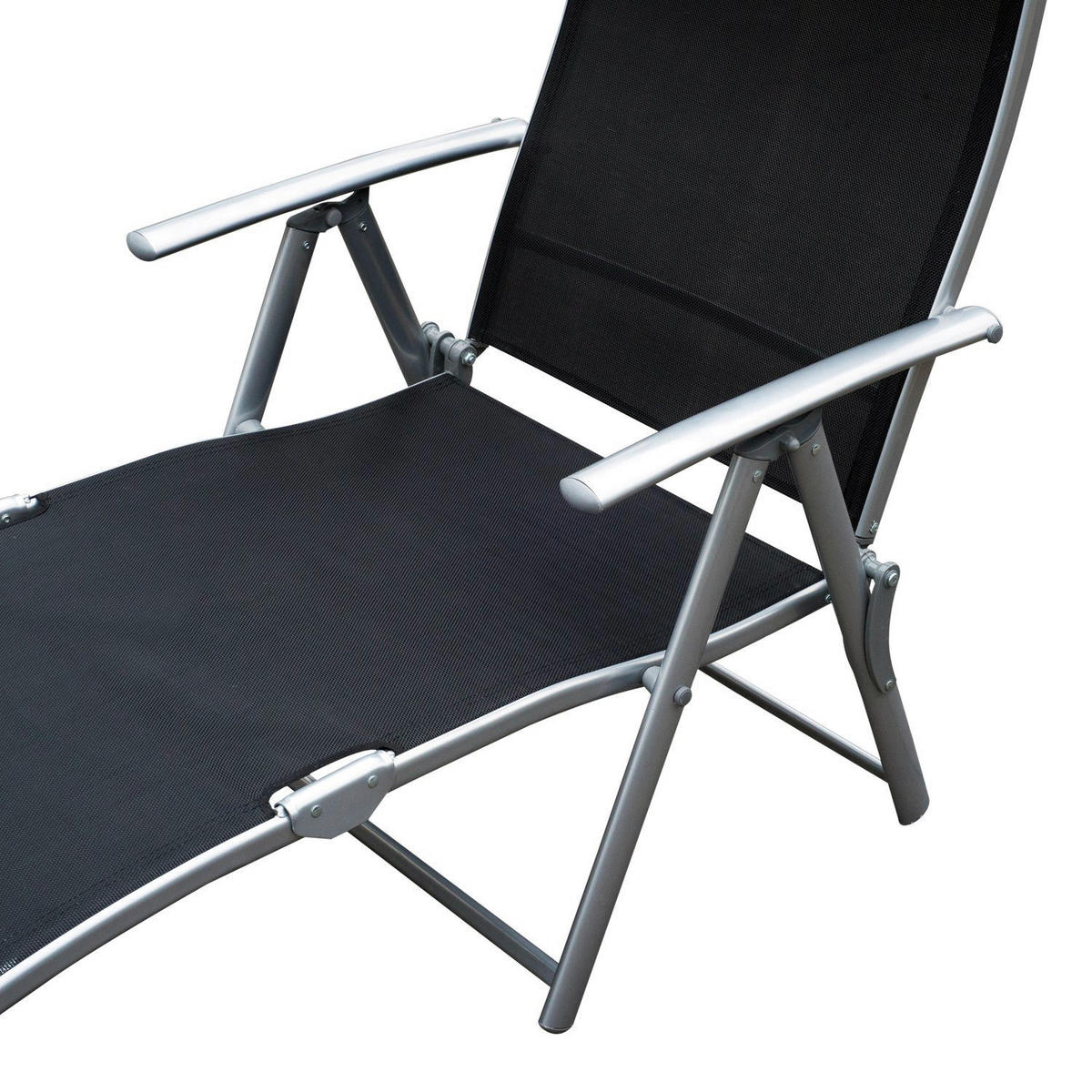 Outsunny Gartenliege schwarz Metall B/H/L: ca. 63,5x100,5x180 cm Gartenliege_mit_Kissen - schwarz (180,00/63,50/100,50cm) - Outsunny
