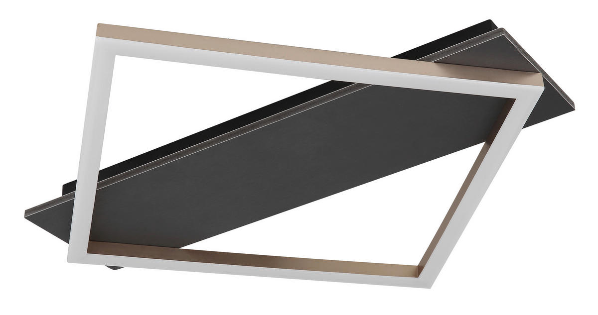 GLOBO LED-Deckenleuchte Opal champagner mattschwarz Metall Kunststoff MDF B/H/L: ca. 46,7x6x52 cm 1 Brennstellen BEATRIX I - champagner/Opal (52,00/46,70/6,00cm) - GLOBO