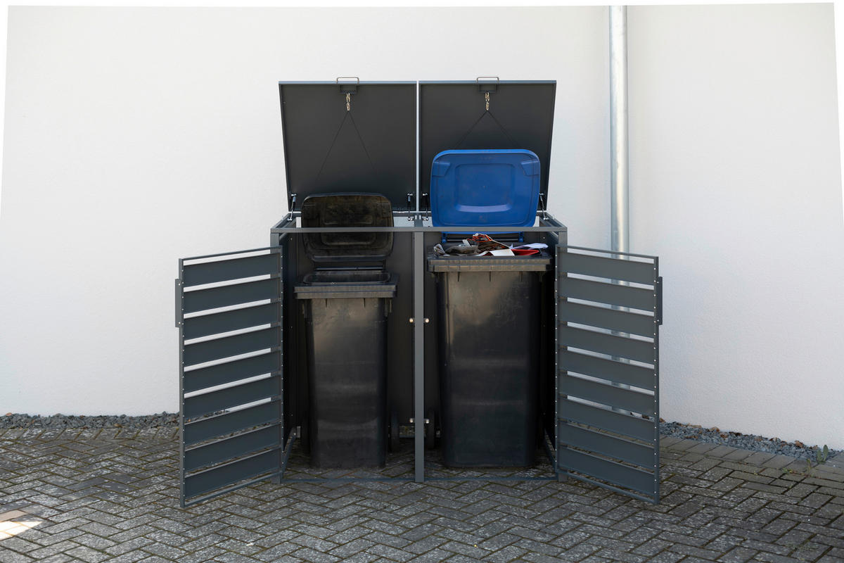 Westmann Mülltonnenbox2-fach Kubus 2-fach Kubus - anthrazit (132,00/116,00/80,00cm) - Westmann