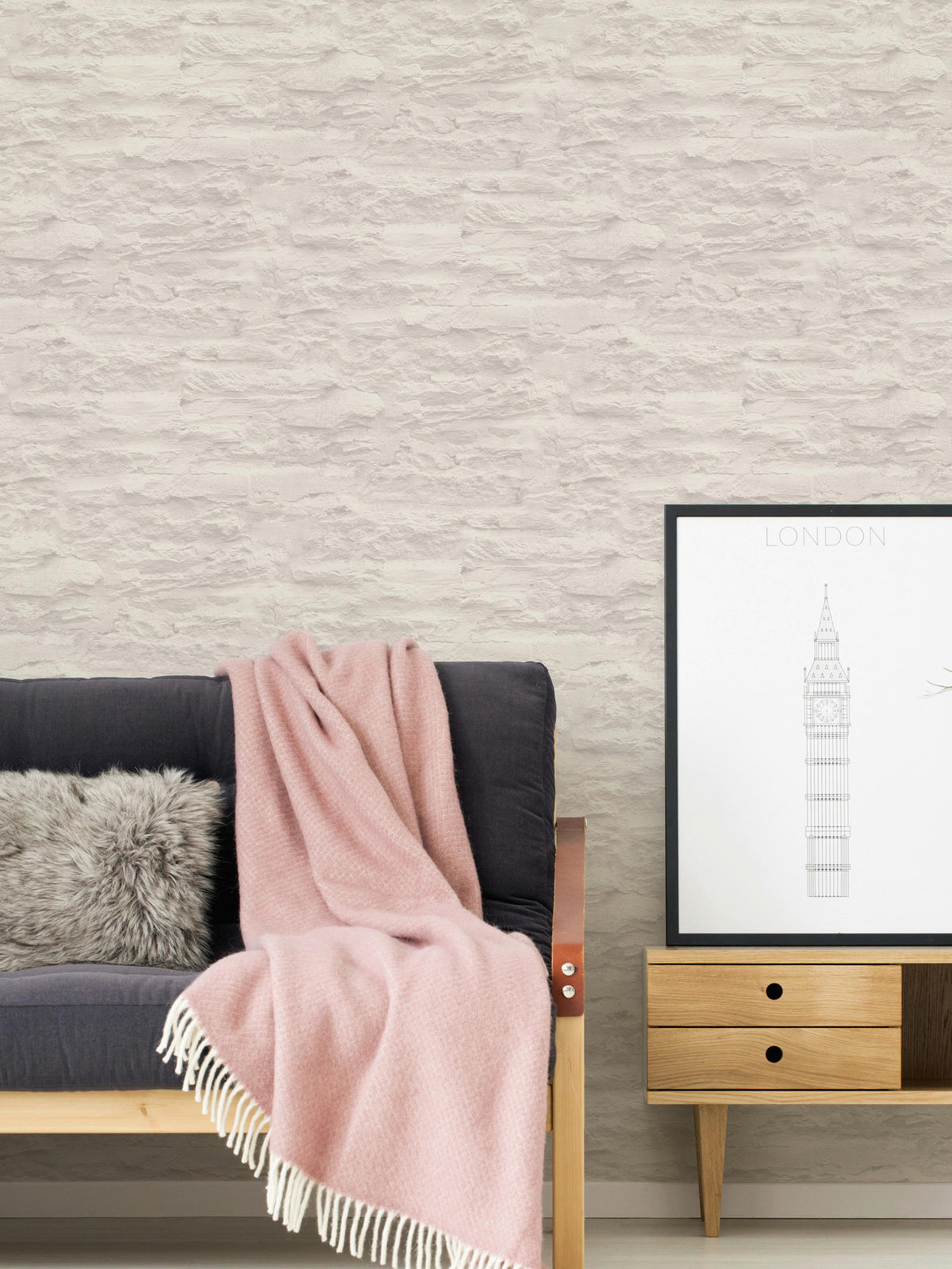 Livingwalls Vliestapete Best of Vlies Steine creme B/L: ca. 53x1005 cm Best of Vlies - creme (53,00/1005,00cm) - Livingwalls