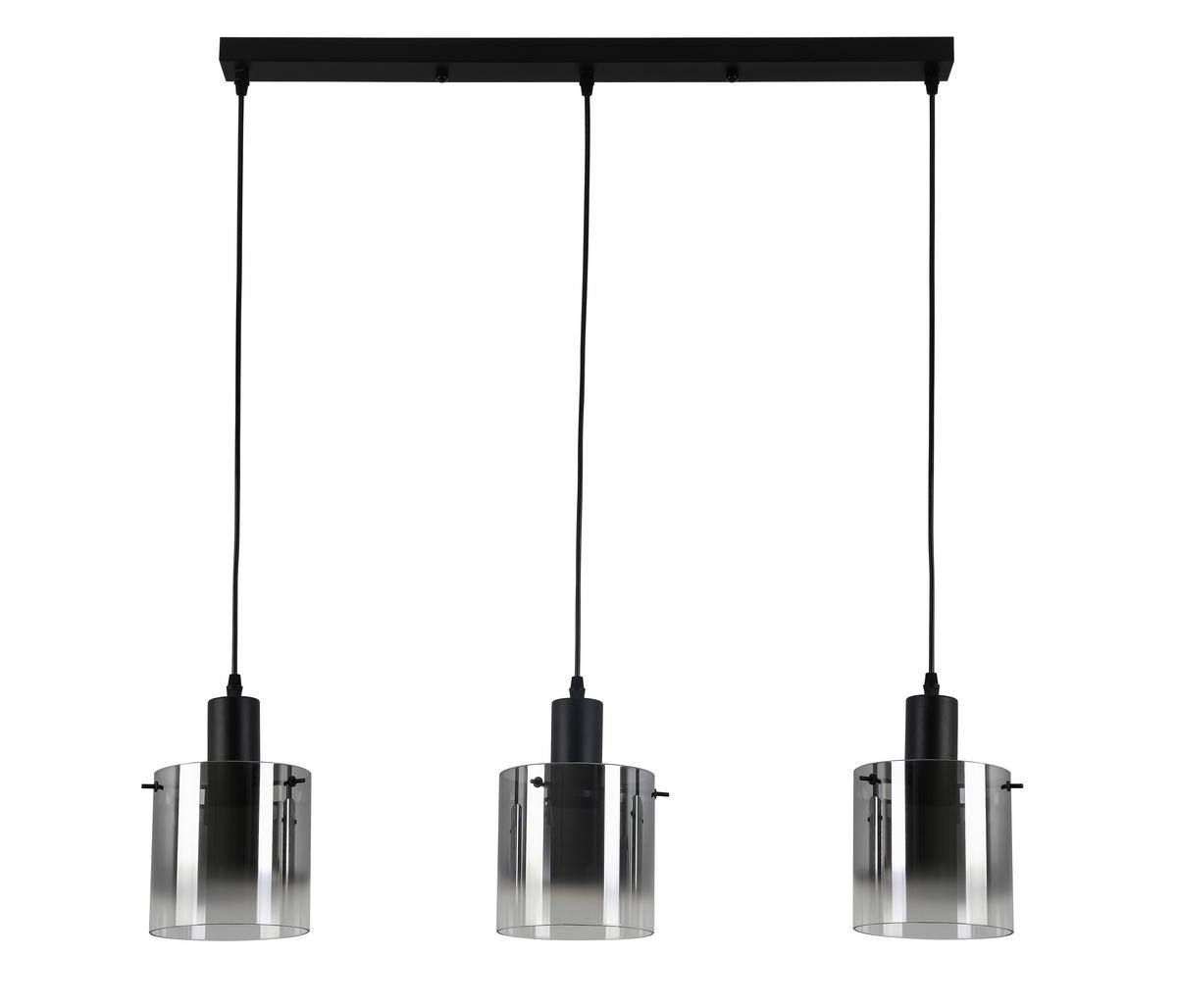 Pendelleuchte schwarz Metall Glas B/H/L: ca. 15x120x80 cm E27 3 Brennstellen Pendelleuchte_Michelle - schwarz (80,00/15,00/120,00cm)