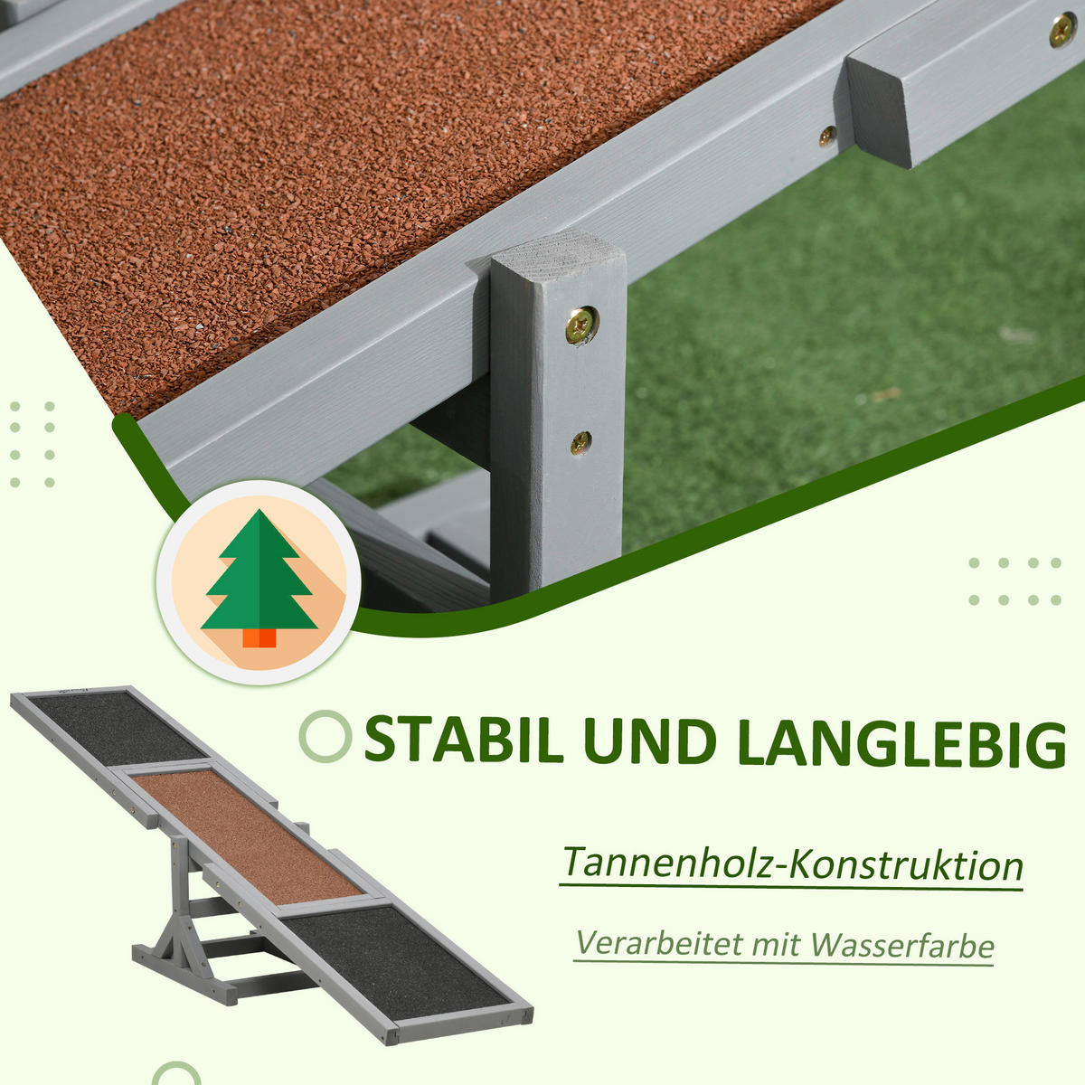 PawHut Hunde-Zubehör grau Polypropylen B/H/L: ca. 30x180x30 cm Hundewippe - grau (30,00/30,00/180,00cm) - PawHut