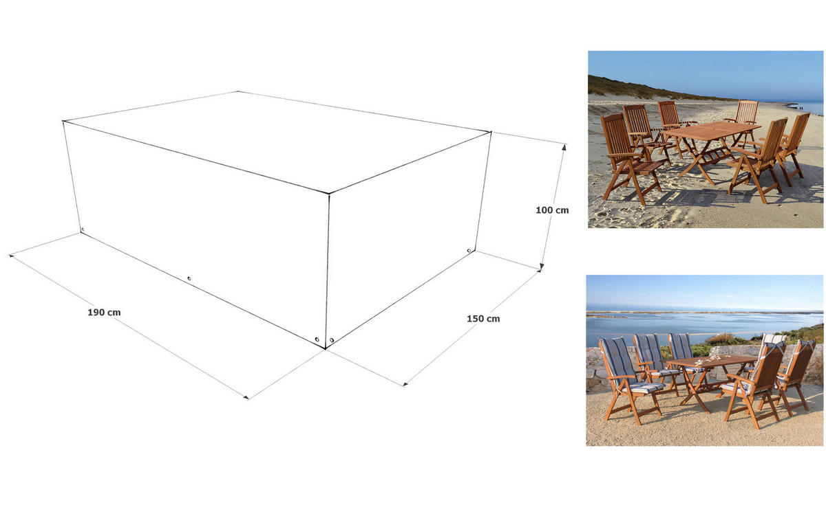 Grasekamp Schutzhülle weiß Kunststoff B/H/L: ca. 150x100x190 cm Schutzhülle_Sitzgruppe - weiß (190,00/150,00/100,00cm) - Grasekamp