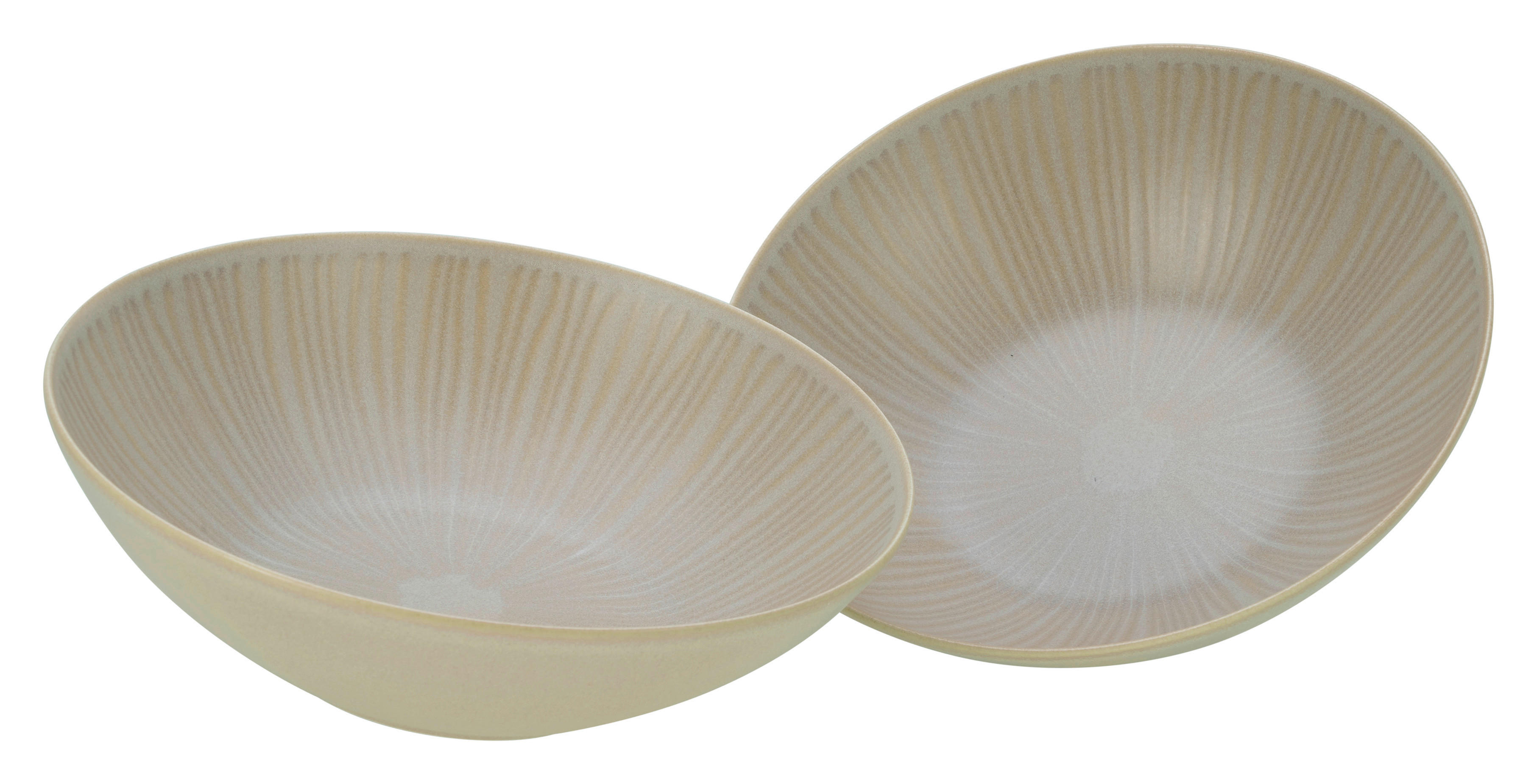 CreaTable Salatschüssel-Set Vesuvio sand Steinzeug D: ca. 24 cm Vesuvio - sand (24,00cm) - CreaTable