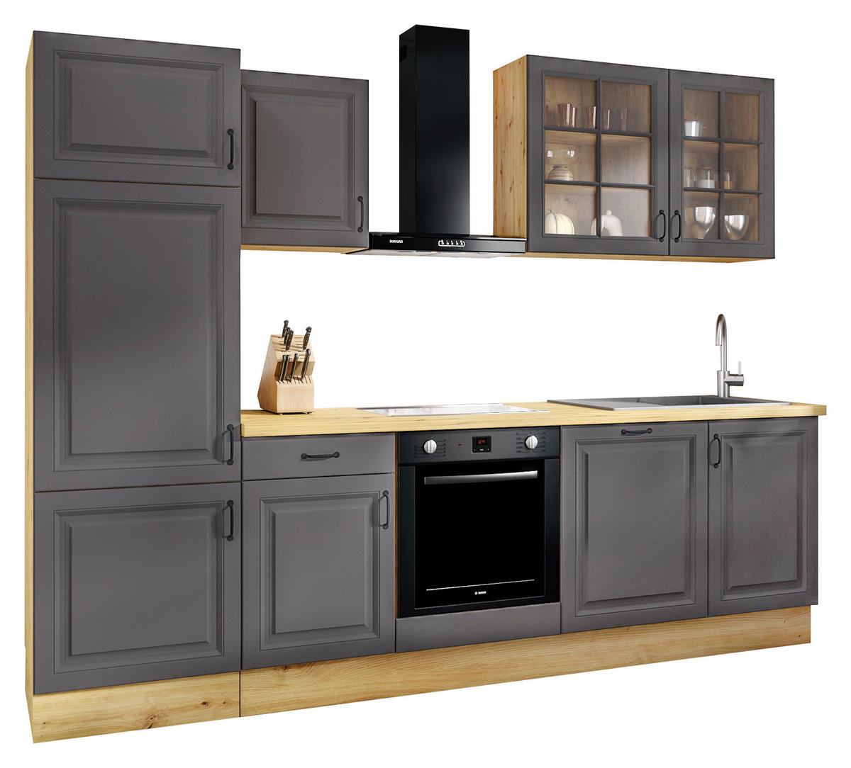 Stolarz-Lempert Küchenblock Stina Graphit B/H/T: ca. 280x219x60 cm Stina - Eiche/Graphit (280,00/219,00/60,00cm) - Stolarz-Lempert