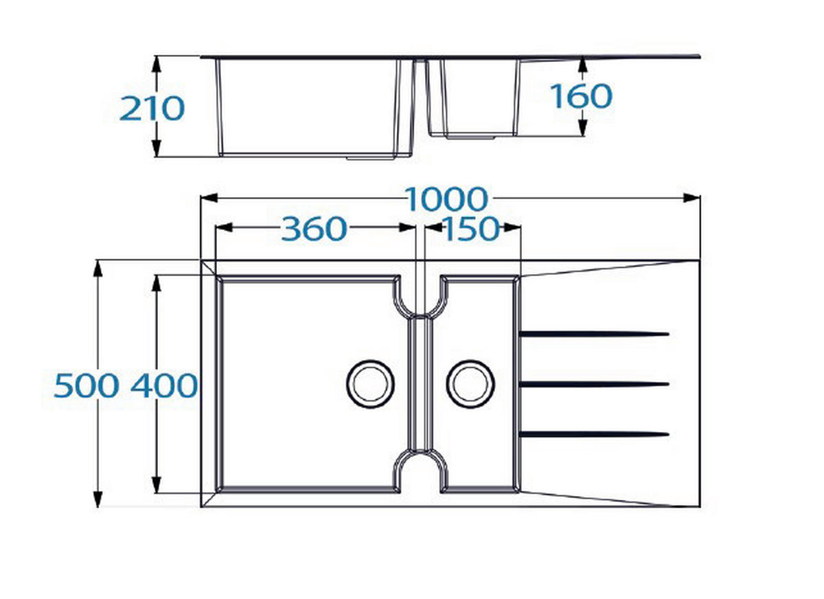 Respekta Einbauspüle Alineo 100 x 50 W weiß Quarzolite B/H/T: ca. 100x21x50 cm Alineo 100 x 50 W - weiß (100,00/21,00/50,00cm) - Respekta