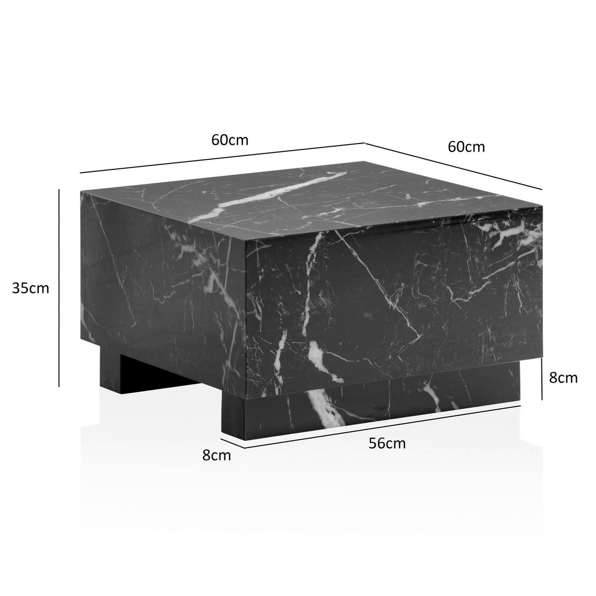 Couchtisch schwarz Marmor Optik B/H/T: ca. 60x35x60 cm Couchtisch - schwarz (60,00/35,00/60,00cm) - Wohnling