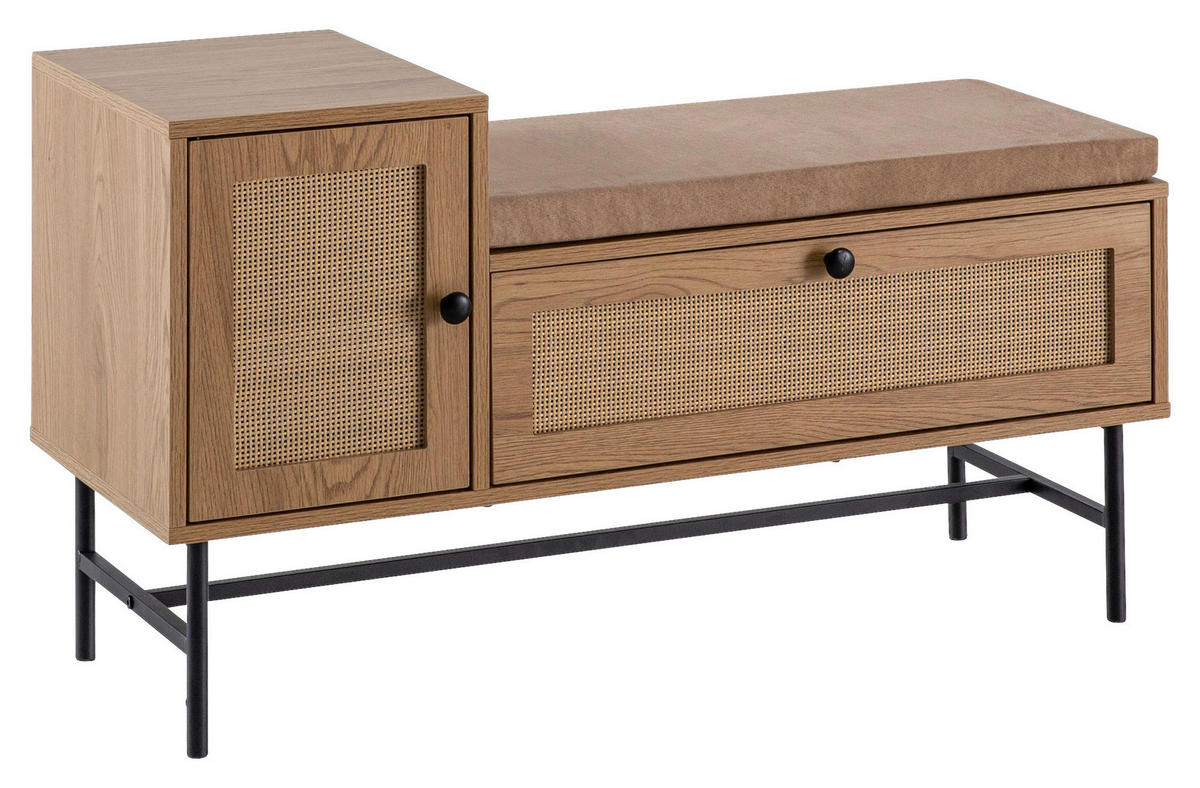 Schuhbank natur Eiche Optik B/H/T: ca. 100x60x38 cm Schuhbank - natur (100,00/60,00/38,00cm) - Wohnling