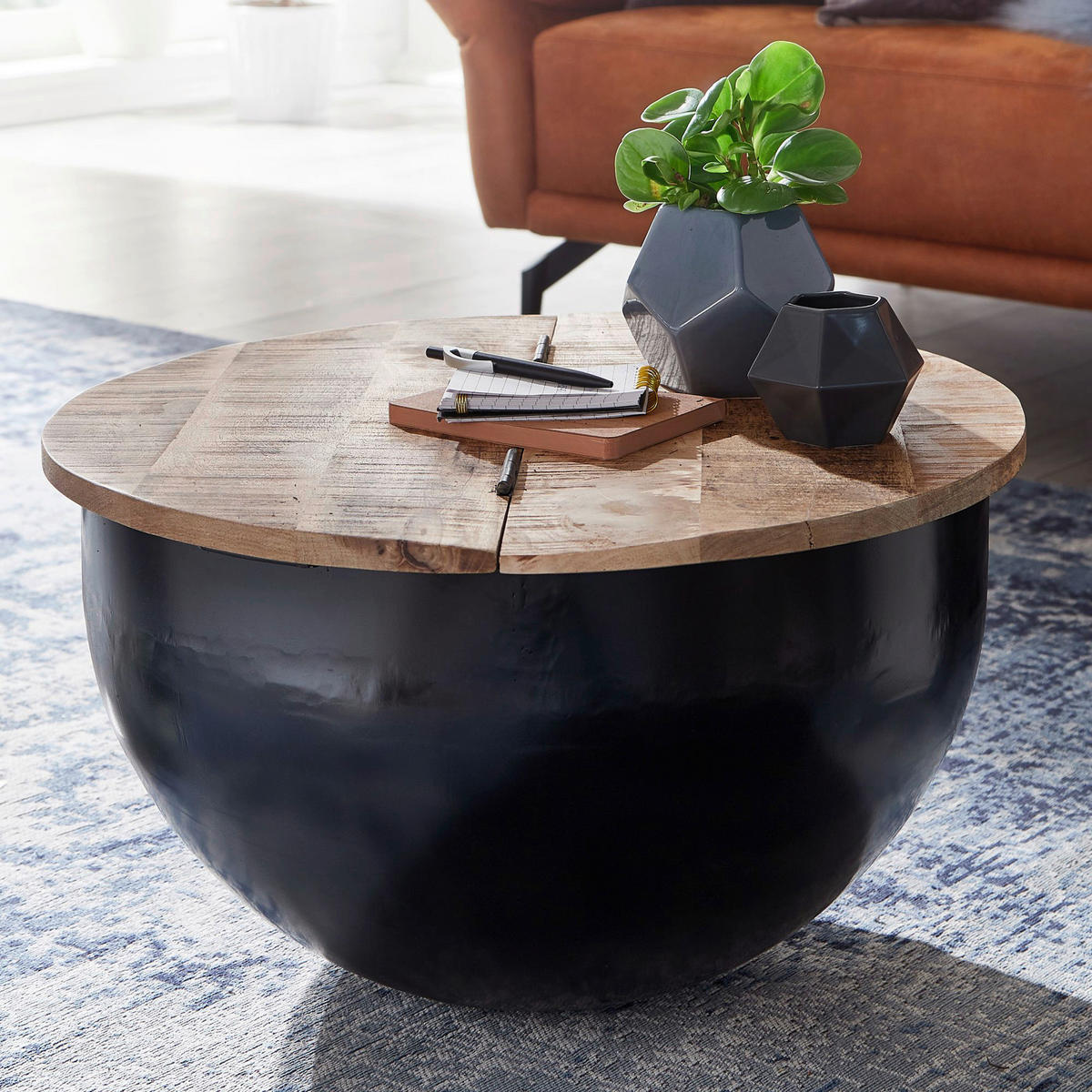 Couchtisch schwarz B/H/T: ca. 60x34x60 cm Couchtisch - schwarz (60,00/34,00/60,00cm) - Wohnling