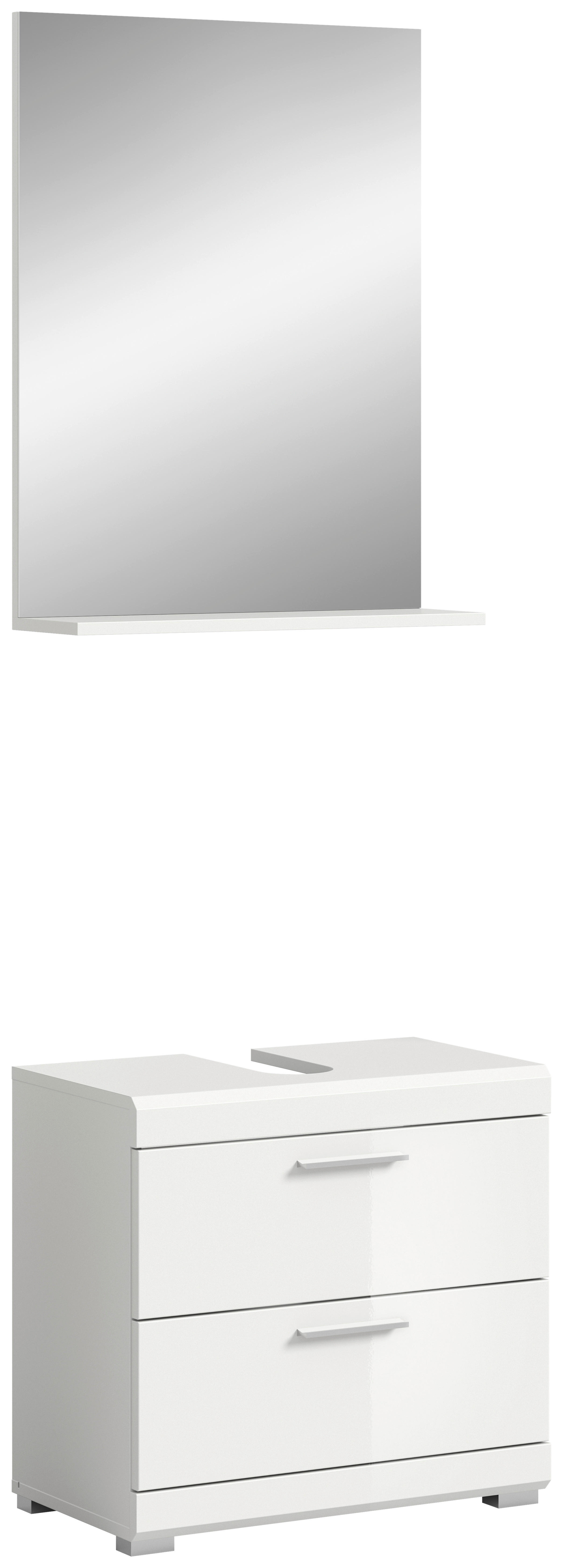Badezimmer-Set Scout weiß weiß Hochglanz B/H/T: ca. 60x191x37 cm Scout - weiß (60,00/191,00/37,00cm) - xonox.home