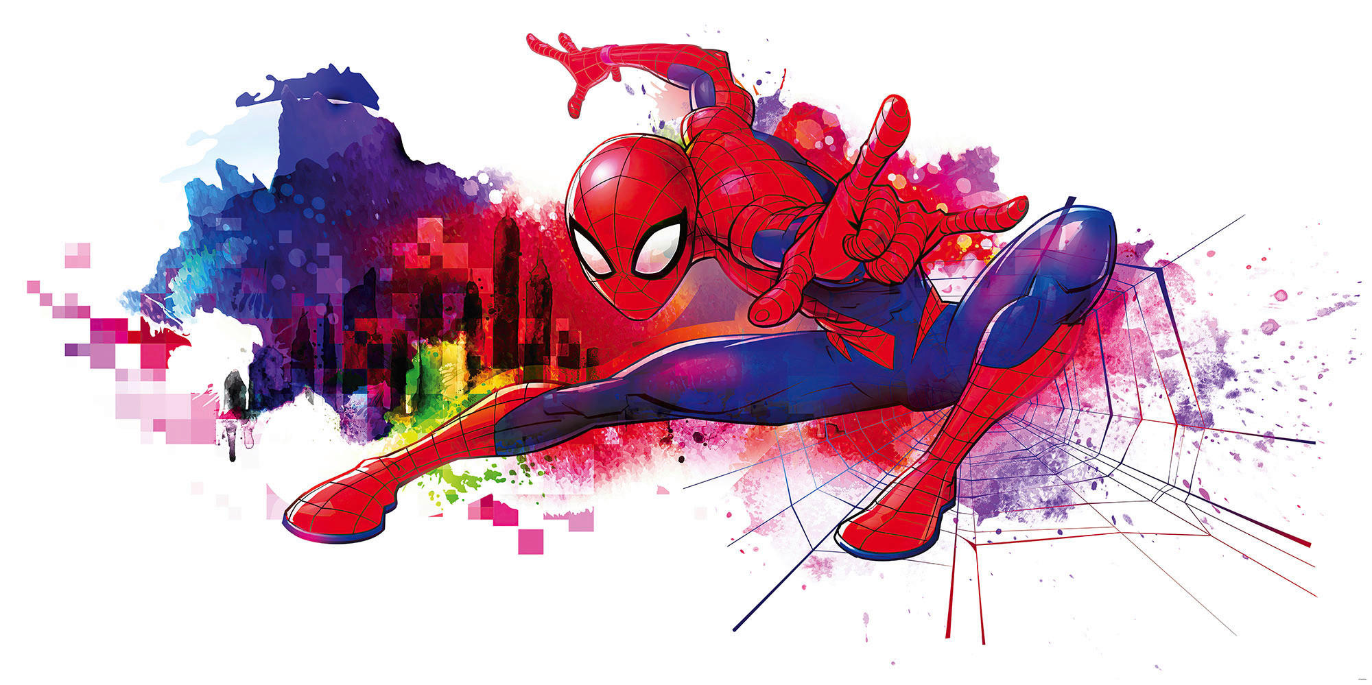 Komar Fototapete Spider-Man Graffiti, glatt, bedruckt, Comic, Retro, mehrfarbig, BxH: 300x150 cm, glatt, bedruckt