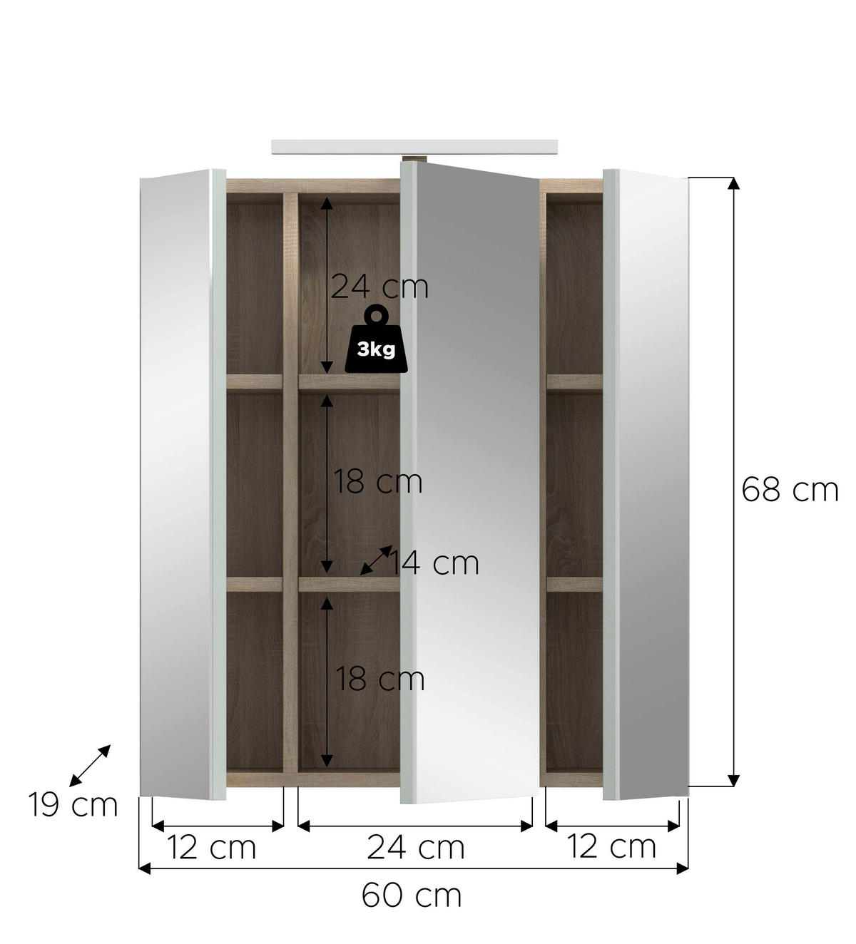 Badezimmer-Set STAR Eiche Nachbildung B/H/T: ca. 60x68x19 cm STAR - Eiche (60,00/68,00/19,00cm) - xonox.home