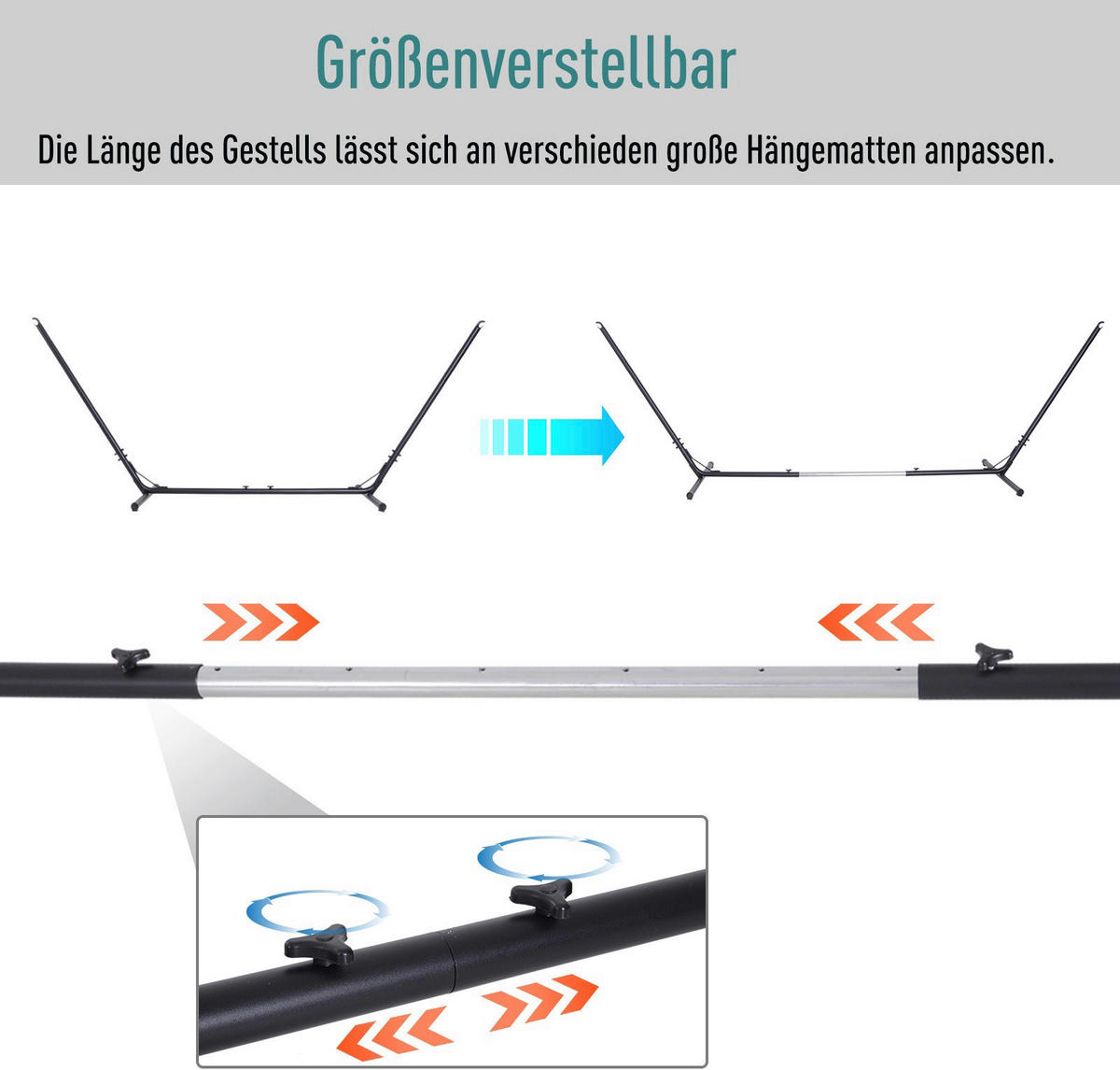 Outsunny Hängemattengestell schwarz Metall B/H/L: ca. 108x120x380 cm Hängemattengestell - schwarz (380,00/108,00/120,00cm) - Outsunny