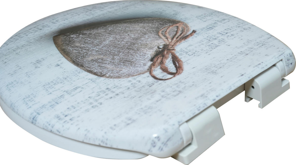 WC-Sitz weiß grau Duroplast WC-Sitz_Wooden_Heart Duroplast - weiß/grau