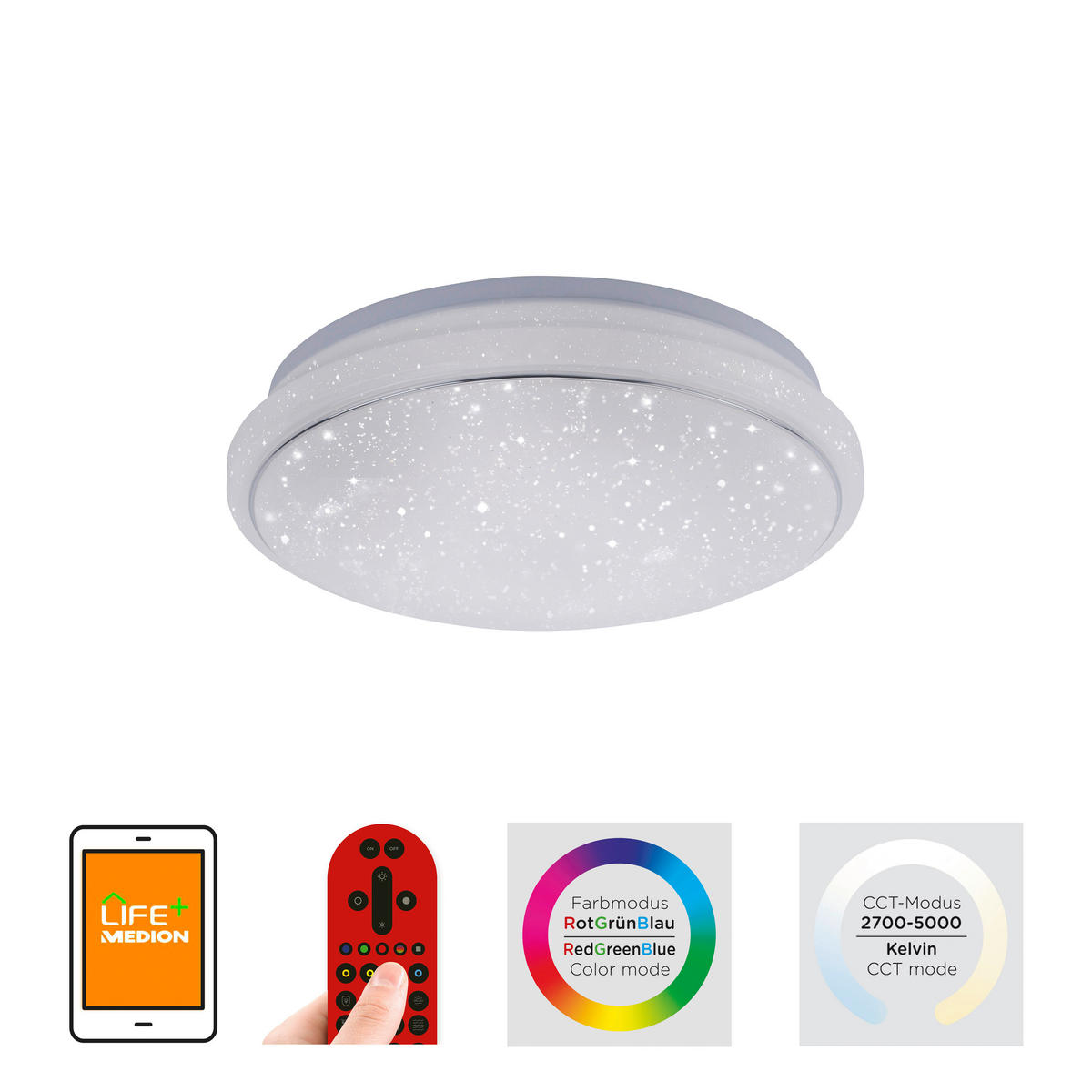 Just Light LED-Deckenleuchte JUPI 14742-16 weiß Kunststoff H/D: ca. 8,5x35 cm 1 Brennstellen LOLAsmart-JUPI - weiß (35,00/8,50cm) - Just Light