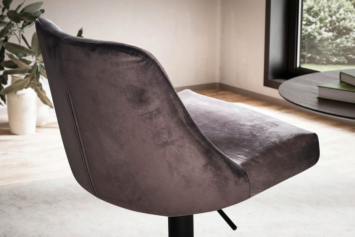 Barhocker schwarz schwarz Samt Eisen B/H/T: ca. 45x106x51 cm Barhocker - schwarz (45,00/106,00/51,00cm) - Wohnling