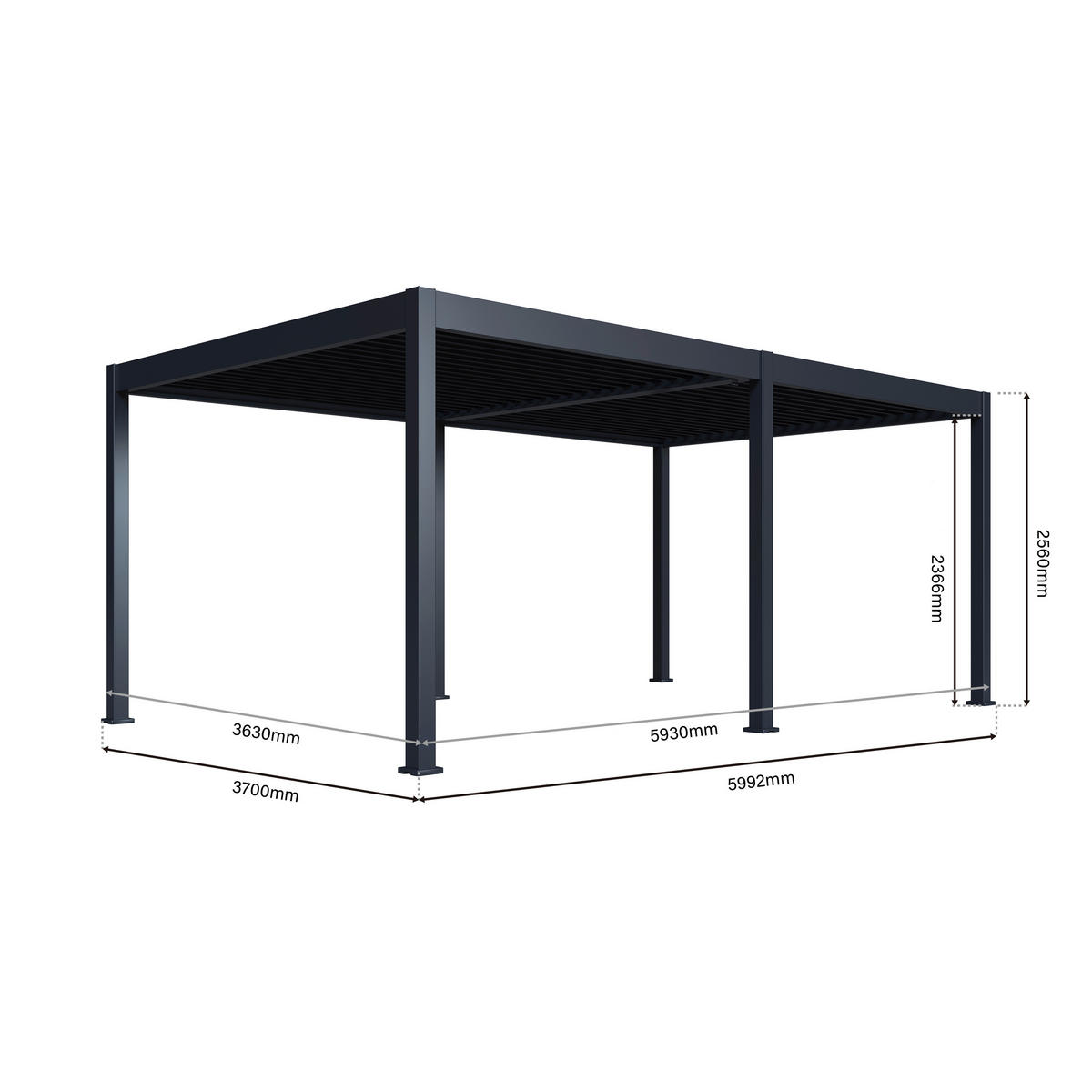 Paragon Outdoor Pergola Grand Tuscan anthrazit Aluminium B/H/L: ca. 599x256x370 cm Grand Tuscan - anthrazit (370,00/599,00/256,00cm) - Paragon Outdoor
