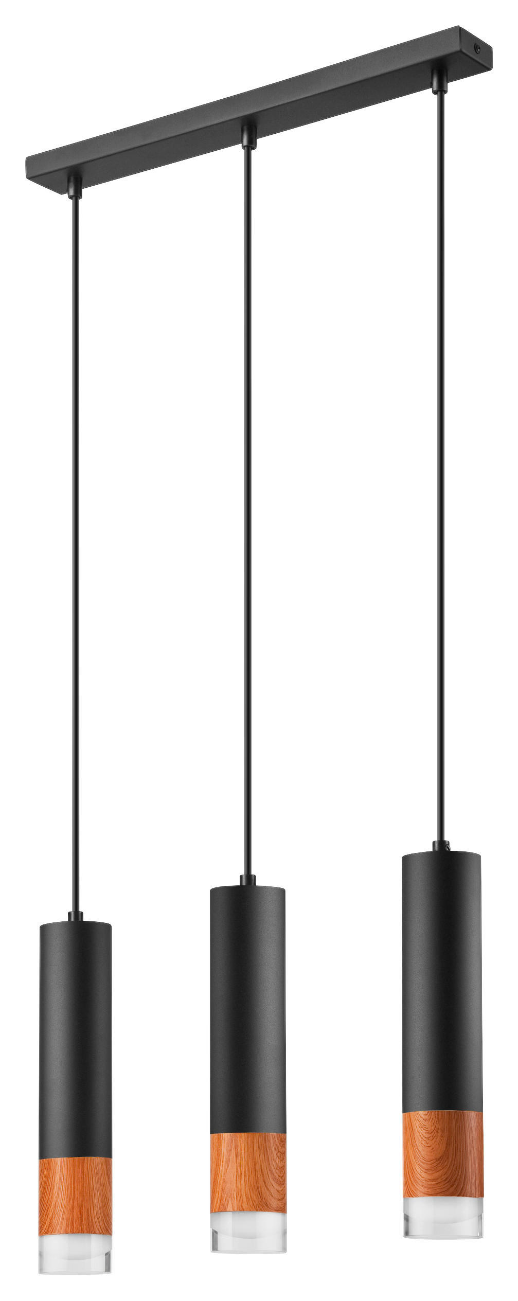 Lamkur Pendelleuchte schwarz Stahl Glas B/H/L: ca. 8x95x45 cm GU10 3 Brennstellen AURELIA - schwarz (45,00/8,00/95,00cm) - Lamkur