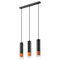 Lamkur Pendelleuchte schwarz Stahl Glas B/H/L: ca. 8x95x45 cm GU10 3 Brennstellen AURELIA - schwarz (45,00/8,00/95,00cm) - Lamkur