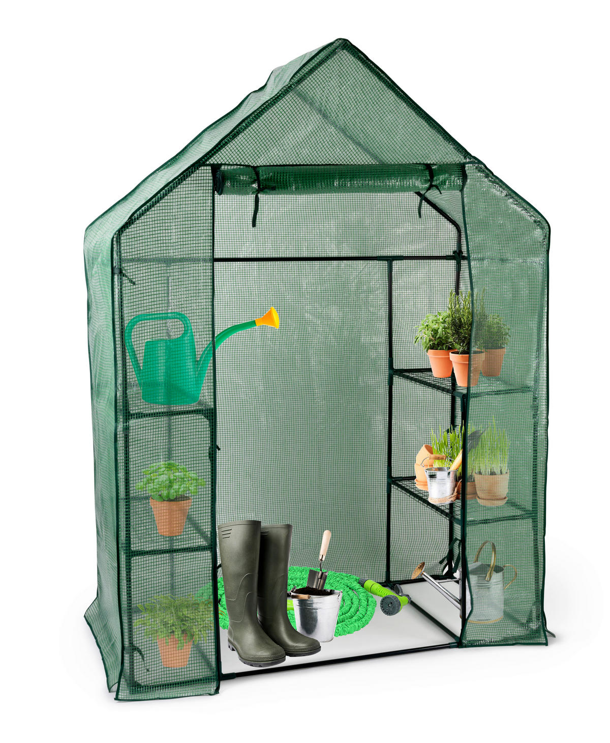 Kinzo Gewächshaus B/H/L: ca. 73x195x143 cm Gewächshaus_begehbar - grün (143,00/73,00/195,00cm) - Kinzo