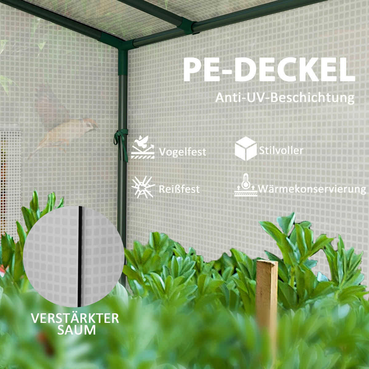 Outsunny Gewächshaus Gewächshaus - weiß (200,00/76,00/170,00cm) - Outsunny