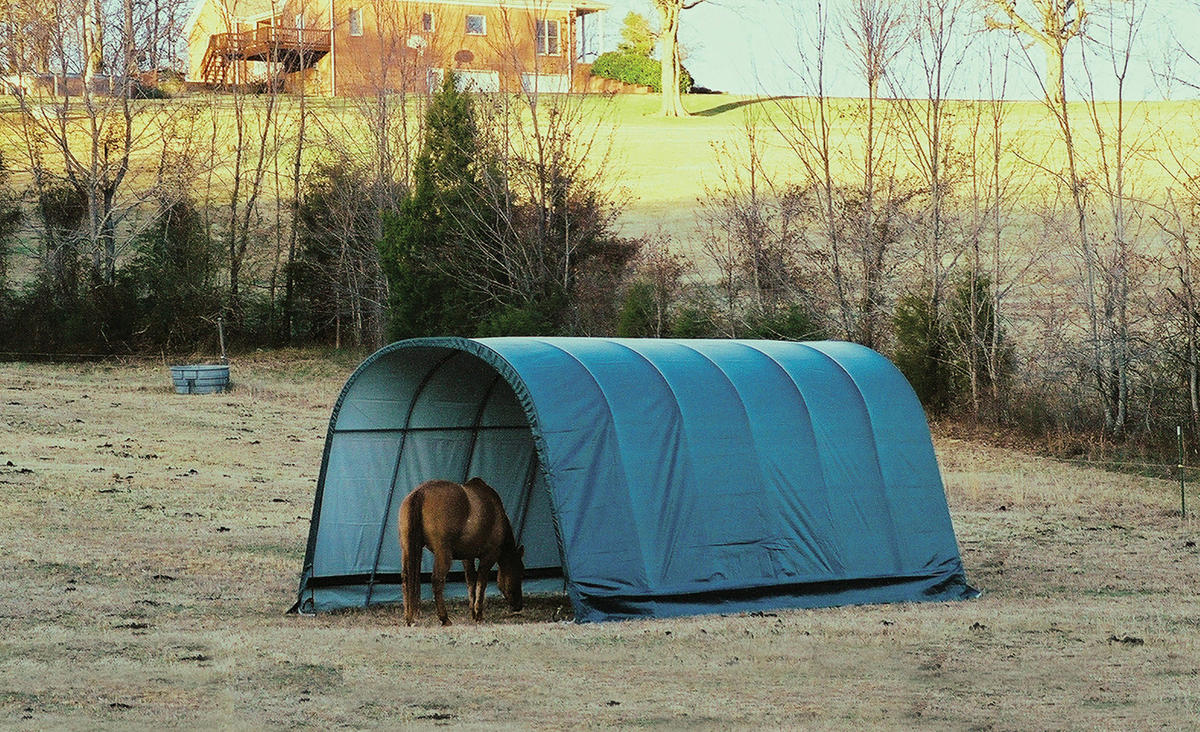 ShelterLogic Weidezelt Run-In-Shed B/H/T: ca. 400x300x730 cm Run-In-Shed - grün (400,00/300,00/730,00cm) - ShelterLogic