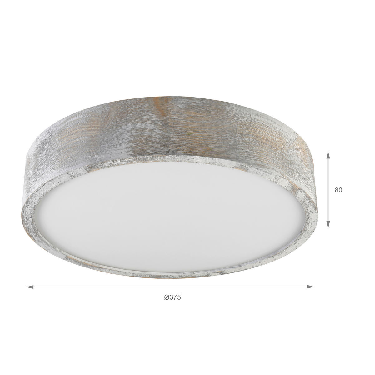 Lamkur Deckenleuchte hellbraun weiß Glas Holz B/H/L: ca. 38,5x12x38,5 cm 3 Brennstellen Eveline - weiß/hellbraun (38,50/38,50/12,00cm) - Lamkur