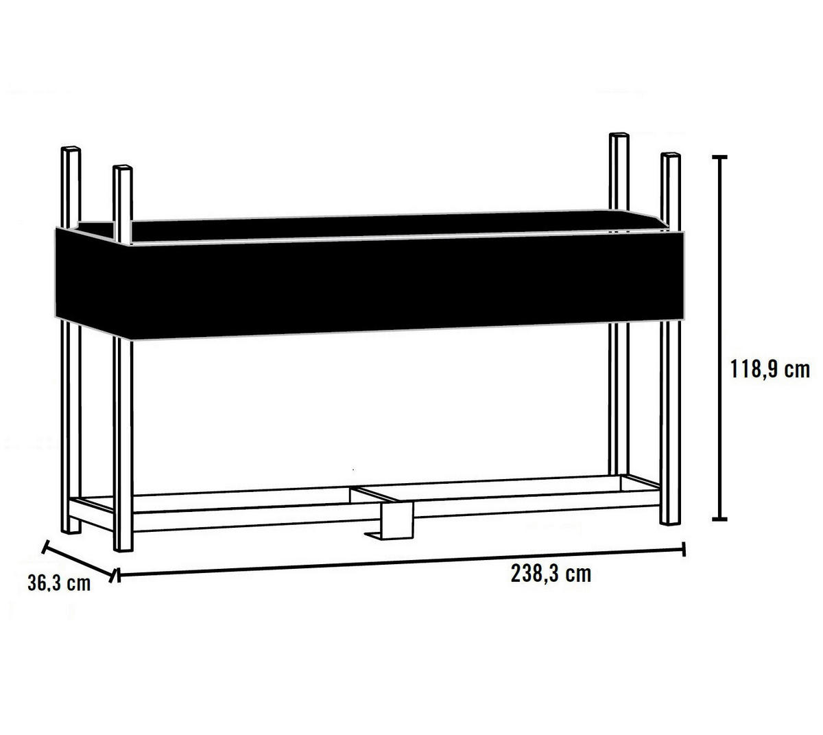 ShelterLogic Kaminholzregal schwarz B/H/T: ca. 240x119x36 cm Kaminholzregal - schwarz (240,00/119,00/36,00cm) - ShelterLogic