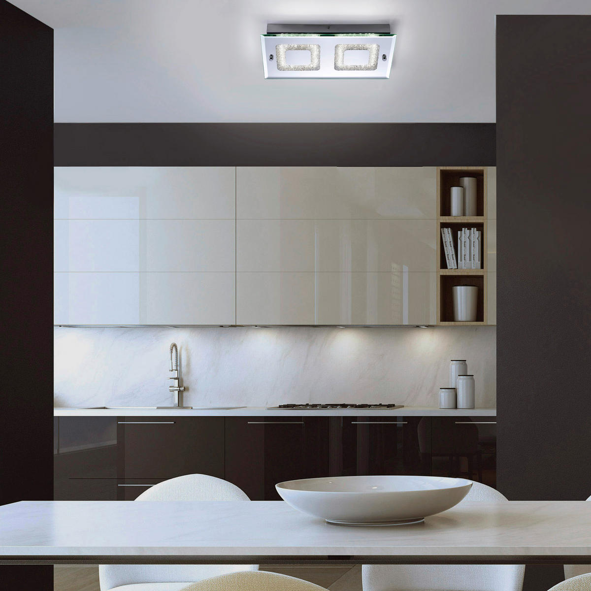 Just Light LED-Deckenleuchte LISA 11571-17 Chrom klar Glas Metall B/H/T: ca. 20x5,8x36 cm 2 Brennstellen LISA - klar/Chrom (20,00/5,80/36,00cm) - Just Light