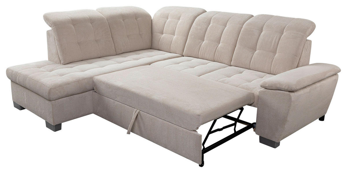 Funktionsecke Bastia creme Microfaser B/H/T: ca. 260x105x214 cm Bastia - creme/silber (260,00/105,00/214,00cm)