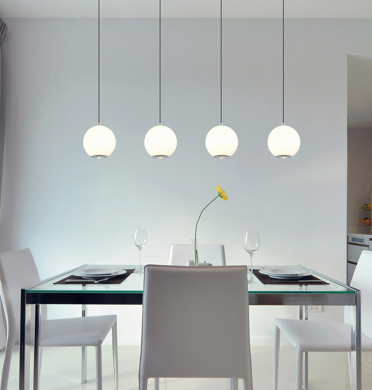 GLOBO Pendelleuchte grau Opal Metall Glas B/H/T/L: ca. 15x150x99x99 cm 1.0 Brennstellen Simmons - Opal/grau (99,00/15,00/150,00cm) - GLOBO