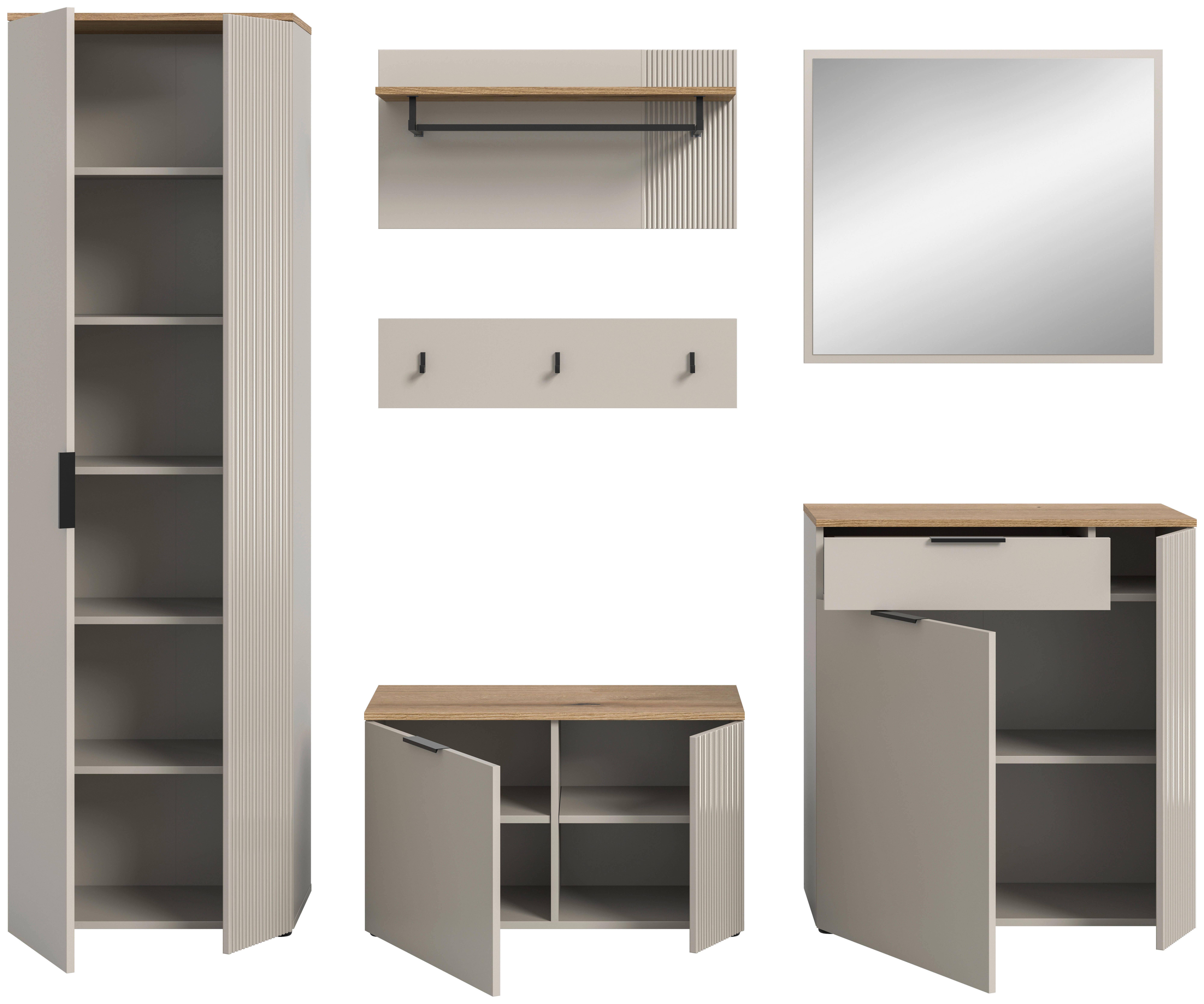 Garderobe Slide Kaschmirgrau Nachbildung Evoke Oak Nachbildung B/H/T: ca. 250x190x36 cm Slide - (250,00/190,00/36,00cm) - xonox.home