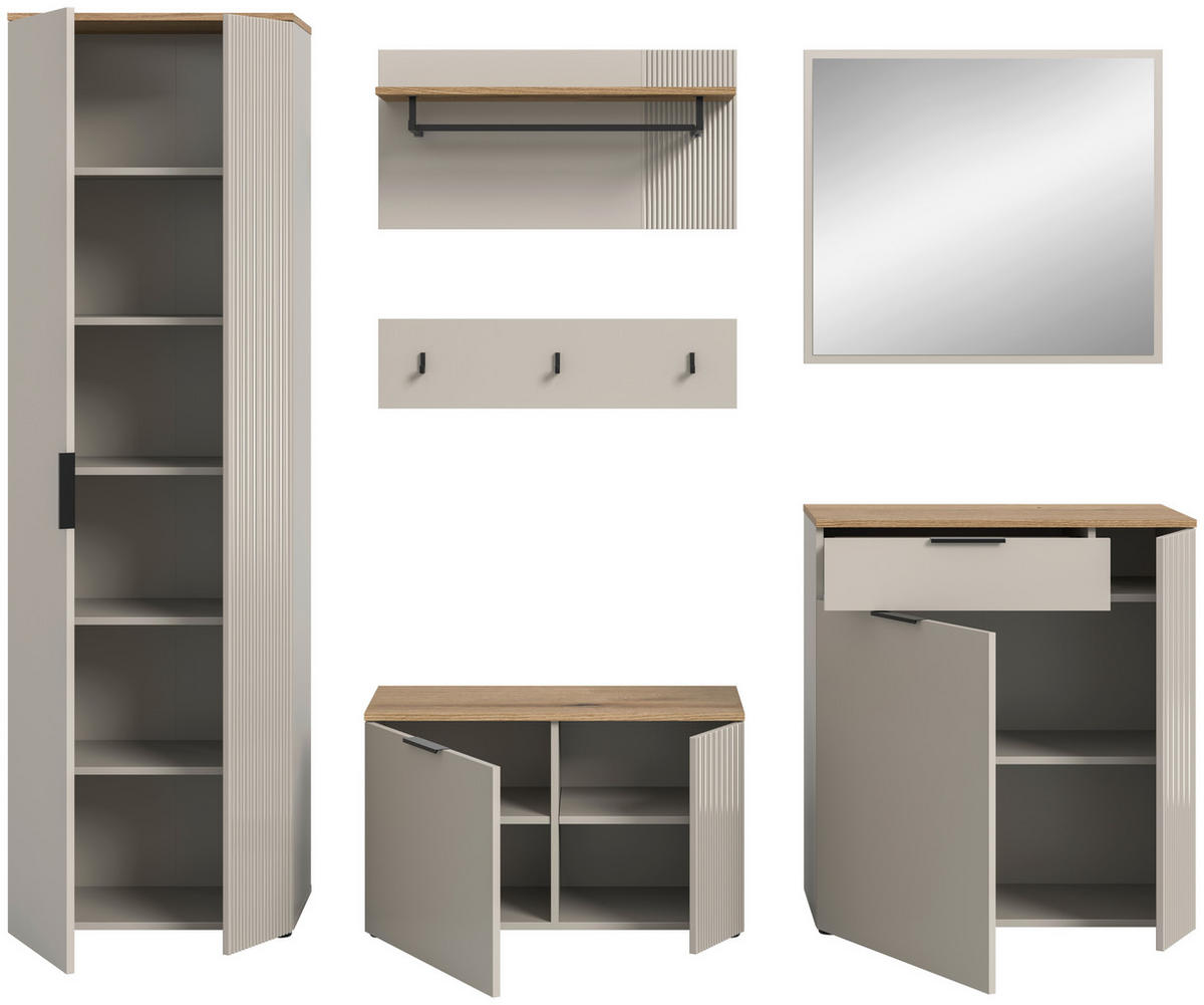 Garderobe Slide Kaschmirgrau Nachbildung Evoke Oak Nachbildung B/H/T: ca. 250x190x36 cm Slide - (250,00/190,00/36,00cm) - xonox.home