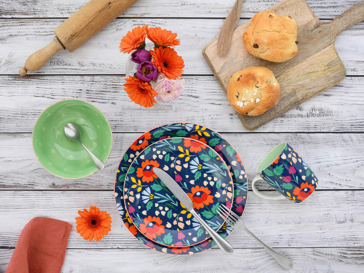 CreaTable Teller-Set Folklore bunt Steinzeug Folklore - bunt - CreaTable