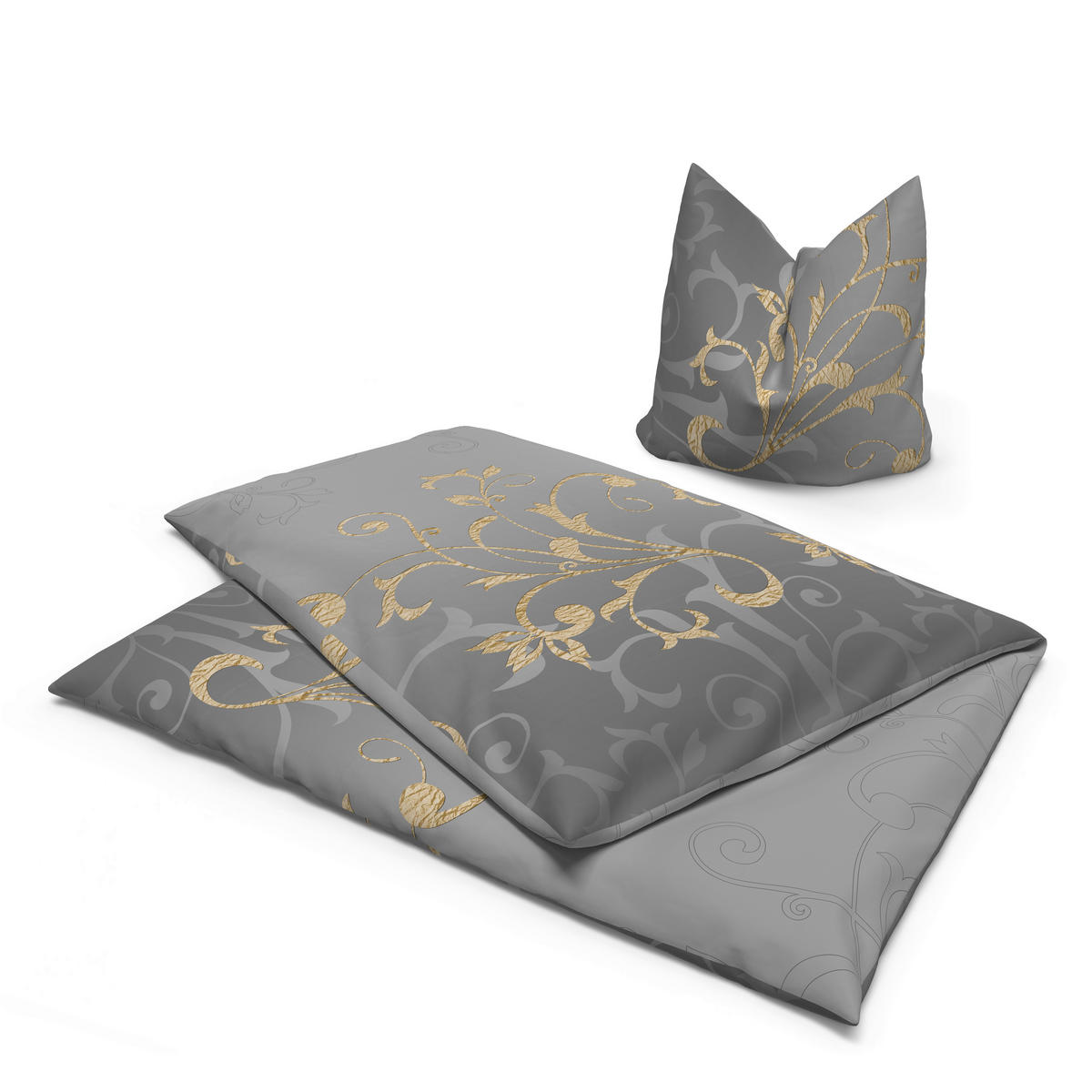 Baumwoll Bettwäsche Renforce Bettwäsche_Renforce Ritana 135x200 - gold/grau (135,00/200,00cm) - beau rêve