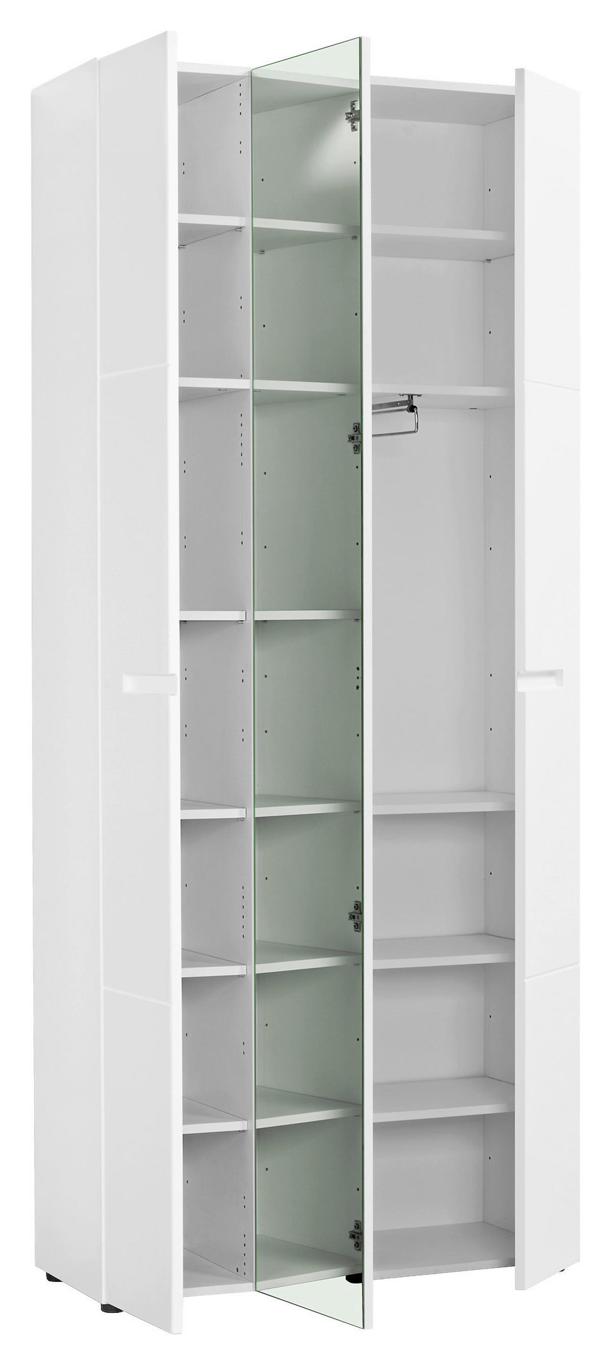 Mehrzweckschrank Mailand 23 weiß weiß Hochglanz B/H/T: ca. 86x202x35 cm Mailand 23 - weiß (86,00/202,00/35,00cm)