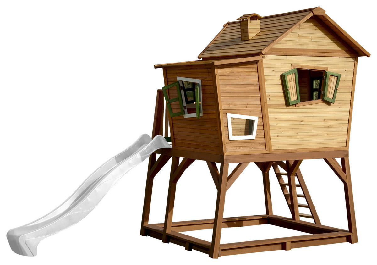 AXI Spielhaus Max braun B/H/L: ca. 432x288x193 cm Max - braun/weiß (193,00/432,00/288,00cm) - AXI