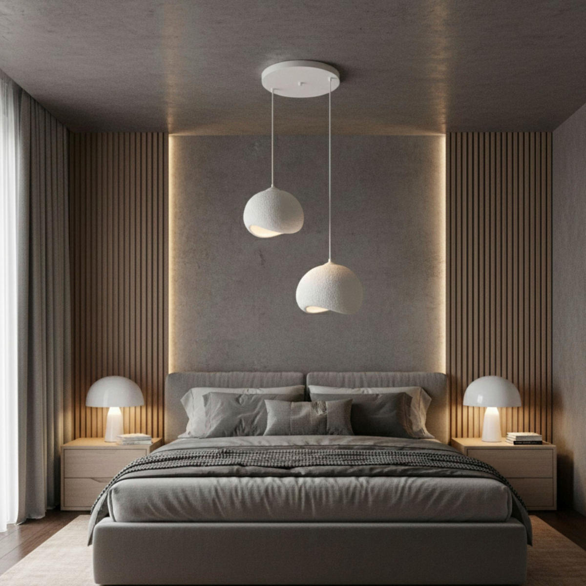 Opviq Pendelleuchte weiß Polyester-Mischgewebe Metall B/H/L: ca. 29x120x34 cm E27 2 Brennstellen Yontu - 15852 - weiß (34,00/29,00/120,00cm) - Opviq