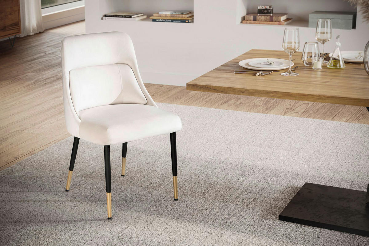 Stuhl beige Polyester Esszimmerstuhl - beige - Wohnling