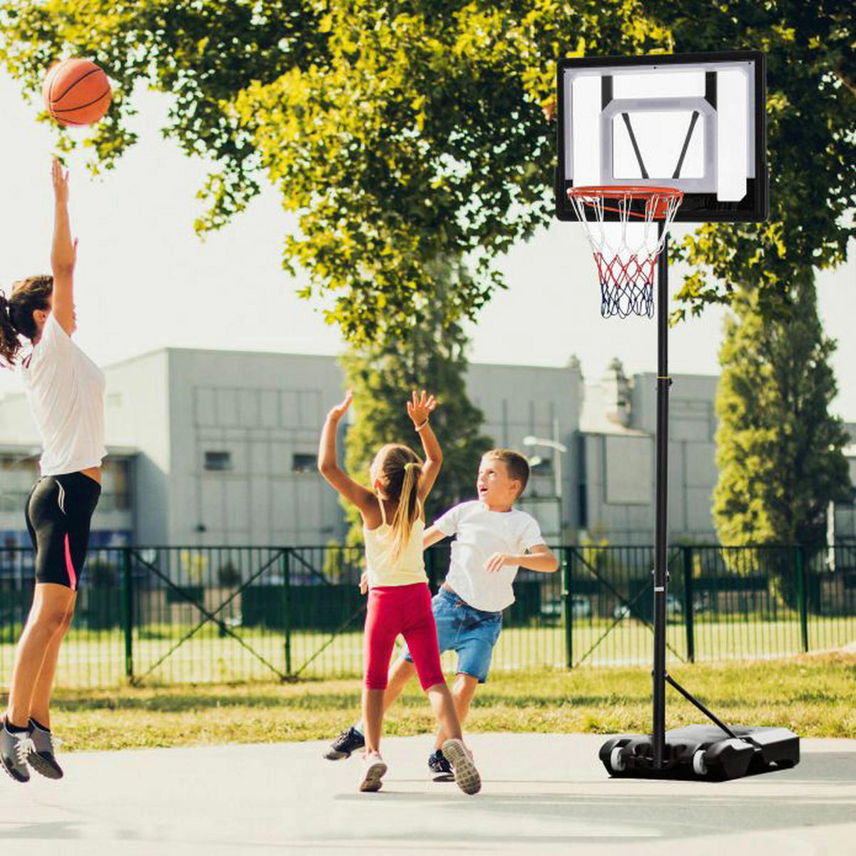 HOMCOM Basketballkorb schwarz B/H/L: ca. 83x260x75 cm Basketballkorb - schwarz (75,00/83,00/260,00cm) - HOMCOM