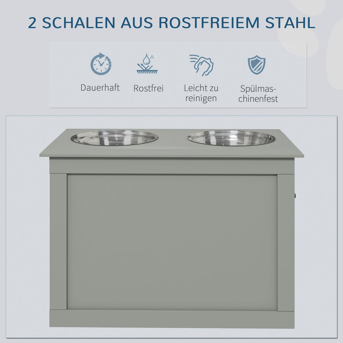 PawHut Tier-Zubehör grau Edelstahl B/H/L: ca. 30x60x41 cm Napf - grau (41,00/30,00/60,00cm) - PawHut