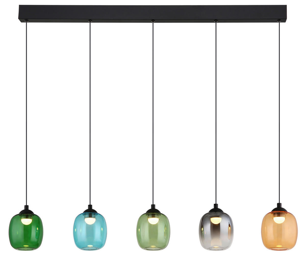 GLOBO LED-Pendelleuchte MINARA 31470508 bunt schwarz Metall Glas Kunststoff B/H/L: ca. 102x150x12 cm 1.0 Brennstellen MINARA - bunt/schwarz (12,00/102,00/150,00cm) - GLOBO