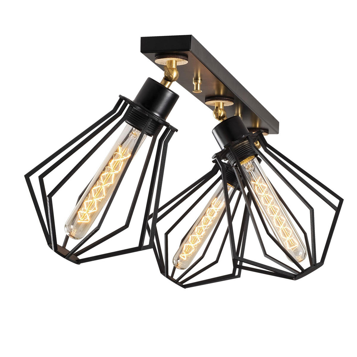Opviq Deckenleuchte Oylat gold schwarz Metall B/H/T/L/D: ca. 18x29x18x70x18 cm E27 3 Brennstellen Oylat - gold/schwarz (70,00/18,00/29,00cm) - Opviq