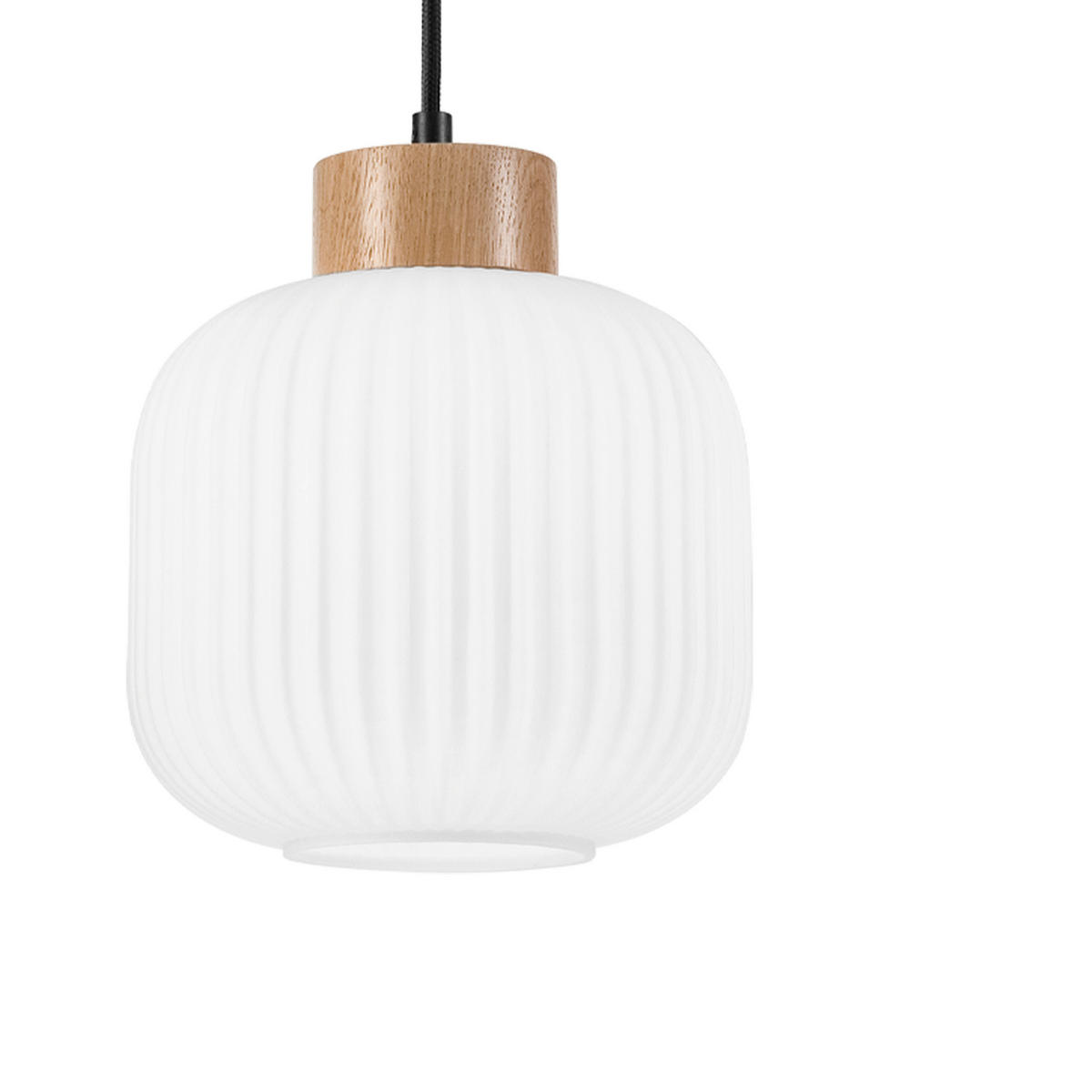 Lamkur Hängeleuchte weiß Eiche Glas Holz B/H/L: ca. 20x105x20 cm 1.0 Brennstellen HARMONY - Eiche/weiß (20,00/20,00/105,00cm) - Lamkur